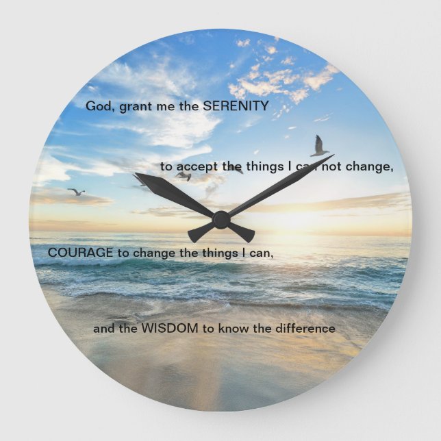 12 Step 12 Steps Beach Serenity Prayer Large Clock (Front)