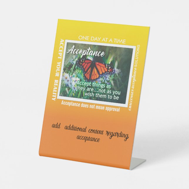 12 step acceptance acrylic sign 26 butterflies (Front)