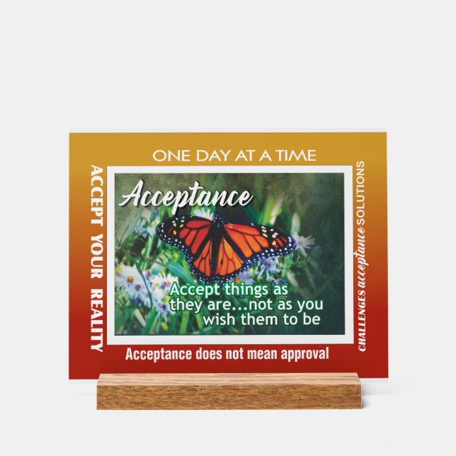 12 step acceptance acrylic sign 26 butterflies (Front)
