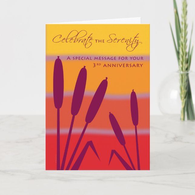 12 Step Birthday Anniversary 3 Years Clean Sober Card (Front)