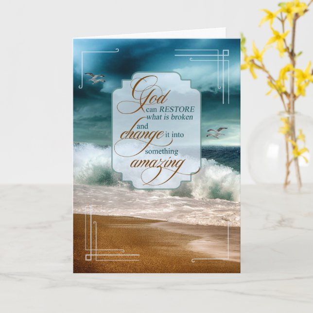 12 Step Recovery Encouragement Ocean Waves Card (Yellow Flower)