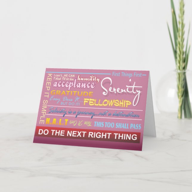 12 step recovery slogans greeting card (Front)