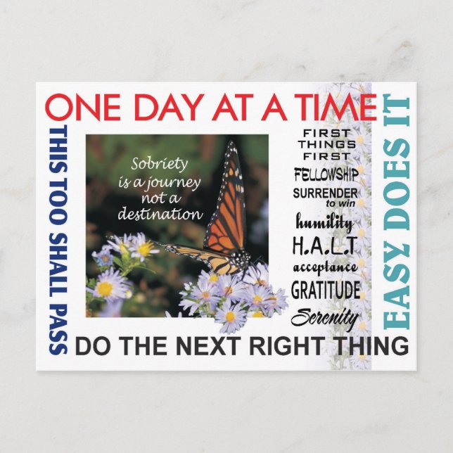 12 step recovery slogans greeting card (Front)