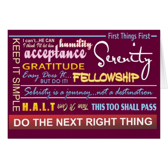 12 step recovery slogans greeting card 17