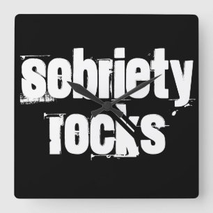 12 Step Recovery Sobriety Slogan Alcoholic Addict Square Wall Clock
