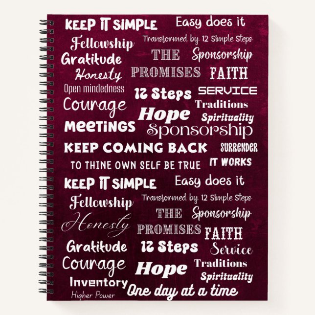 12 Step Recovery Words & Slogans Notebook (Front)