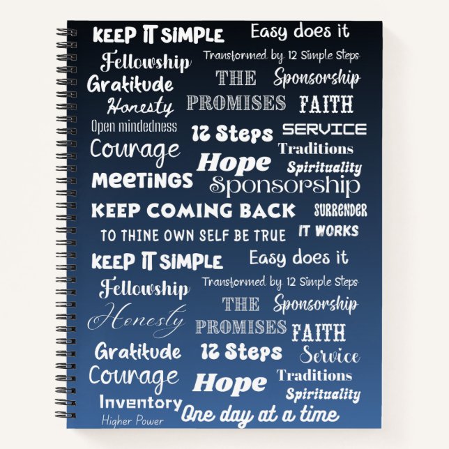 12 Step Recovery Words & Slogans Notebook (Front)
