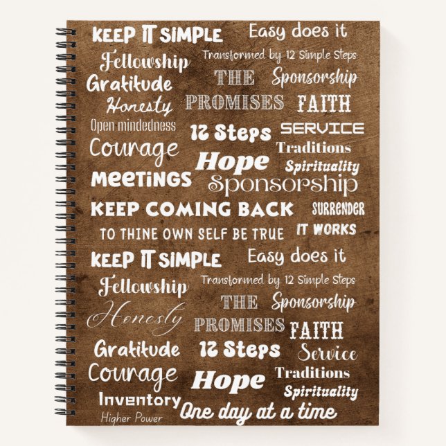 12 Step Recovery Words & Slogans Notebook (Front)