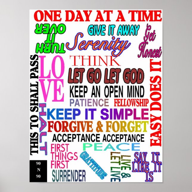 12 step slogans in color poster (Front)