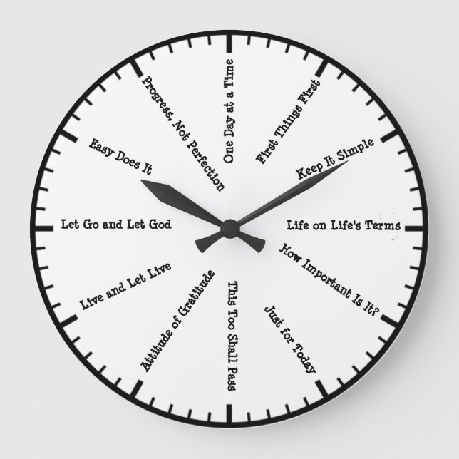 12 Step Sobriety Clean & Sober Slogans Wall Clock (Front)
