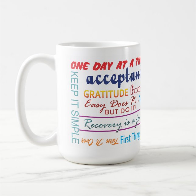 12 step sobriety slogans mug 25z (Left)