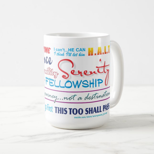 12 step sobriety slogans mug 25zz (Front Right)