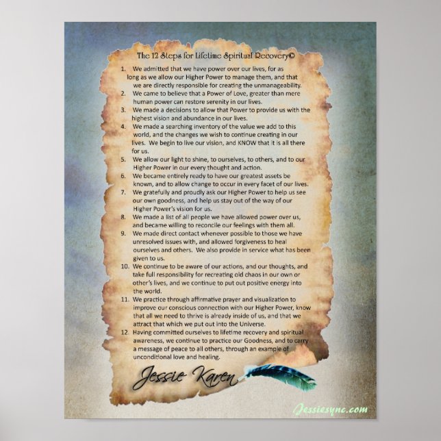 12 Steps for a Lifetime Spiritual Recovery Poster (Front)
