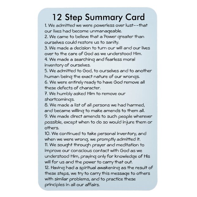 12 Steps Summary Card Magnet (Vertical)