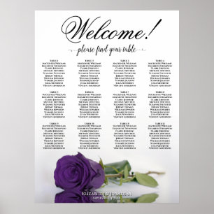 12 Table Elegant Royal Purple Rose Seating Chart