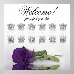 12 Table Elegant Royal Purple Rose Seating Chart
