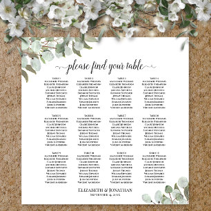 12 Table Eucalyptus Greenery Wedding Seating Chart