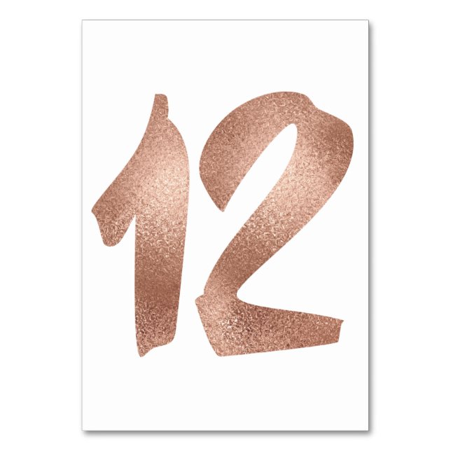 12 Table  Number White Metallic Pink Rose Gold (Front)