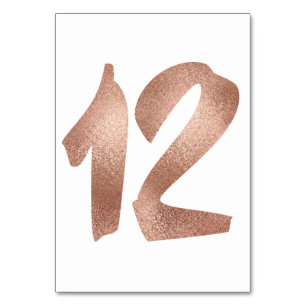 12 Table Number White Metallic Pink Rose Gold Table Number