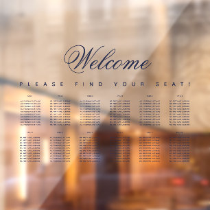 12 Table Seating Chart Blue Script Transparent 