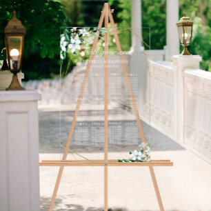 12 Tables Greenery Wedding Seating Plan Acrylic Sign