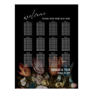 12 Tables Seating Chart with Dutch Master Florals
