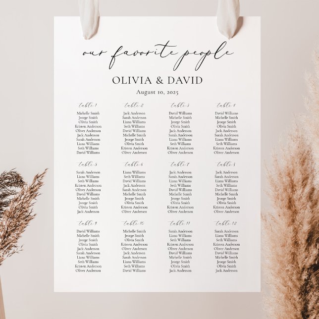 12 Tables Simple Our Favourite People Seating Char Poster (Creator Uploaded)