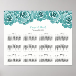 12 Tables Succulent Floral Wedding Seating Chart