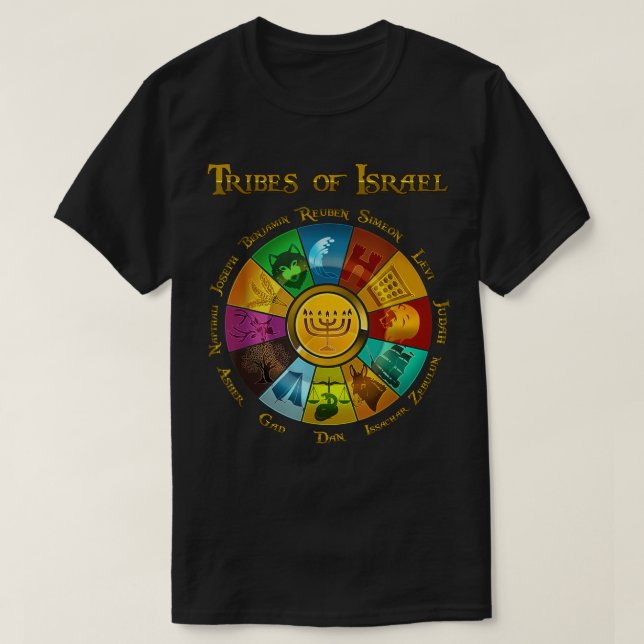 12 Twelve Tribes Of Israel Hebrew Jewish Israelite T-Shirt (Design Front)