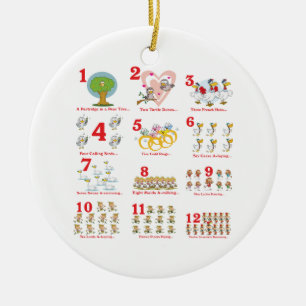 12 twelves days of christmas complete ceramic tree decoration