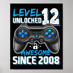 12 Unlocked Awesome 2008 Video Game 12th Birthday  Poster