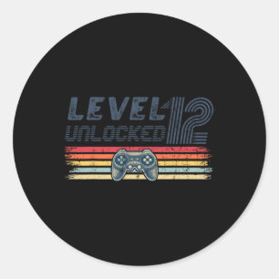 12 Unlocked Video Game 12th Birthday Gamer Boys 1 Classic Round Sticker