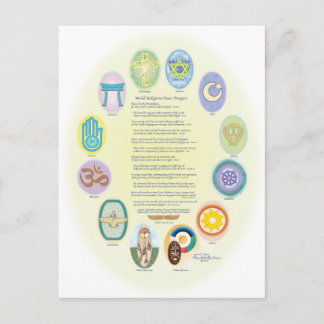 12 World Religion Symbols & Prayer Postcard