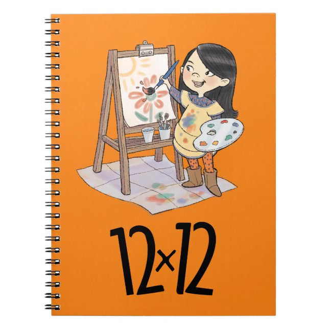 12 x 12 Painter Girl Spiral Notebook Orange (Front)