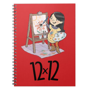 12 x 12 Painter Girl Spiral Notebook Red