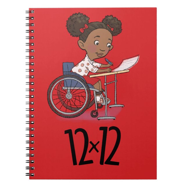 12 x 12 Writer Girl Spiral Notebook Red (Front)