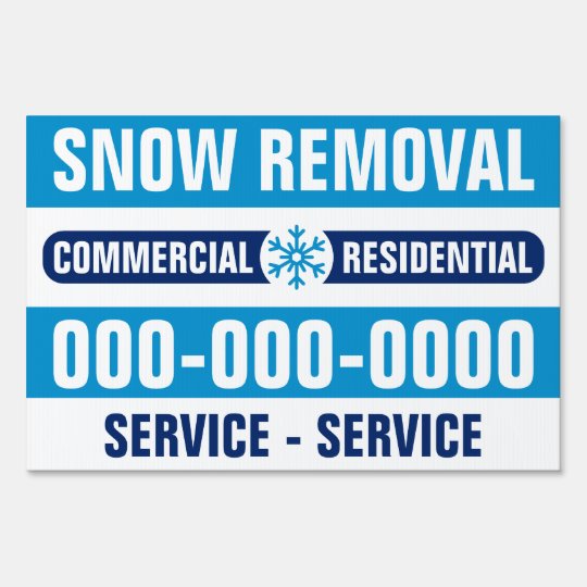 12" X 18" Bold Blue Snow Removal Plowing Yard Sign