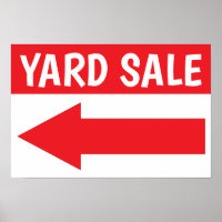 12" X 18" Yard Sale Left Arrow Paper Poster