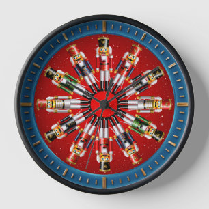 12 Xmas Nutcracker Toy Soldiers Wall Clock