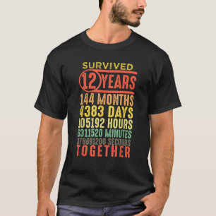 12 Year Marriage Anniversary Vintage 12th Wedding  T-Shirt