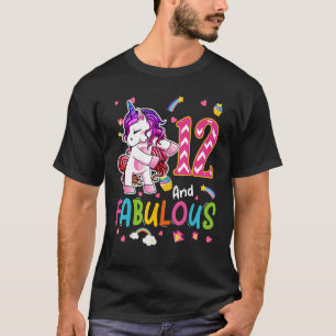12 Year Old 12 And Fabulous Unicorn Rainbow Birth T-Shirt