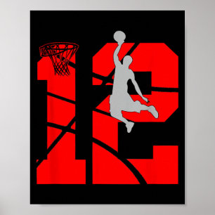 12 Year Old 12th Basball Birthday Partytheme Boys Poster