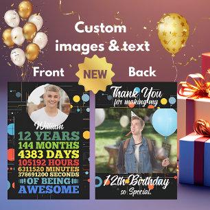 12 Year Old 12th Birthday 144 Months Personalised Thank You Card