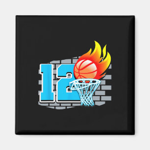12 Year Old 12th Bysketbyll Birthday Party Theme B Magnet
