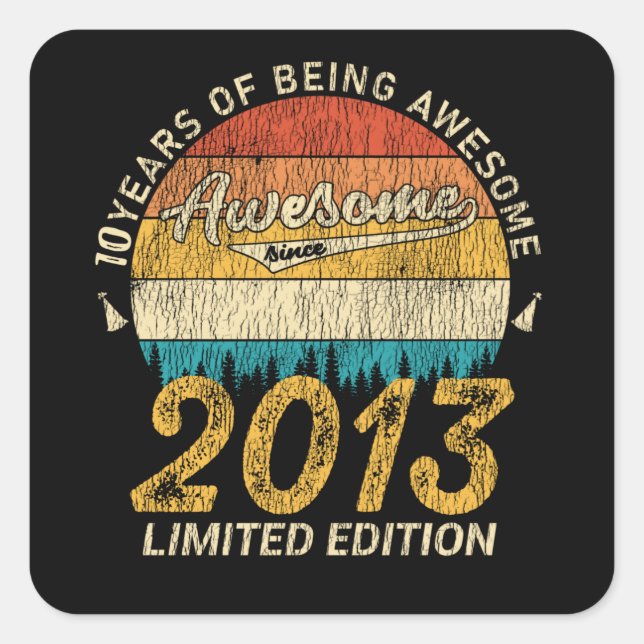 12 Year Old 2013 Retro Awesome 12th Birthday Gift  Square Sticker (Front)