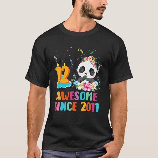 12 Year Old Awesome since 2011 12th Birthday Panda T-Shirt (Front)