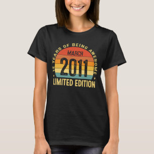 12 Year Old Awesome Since March 2011 12th Birthday T-Shirt