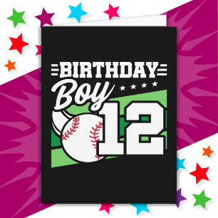12 Year Old Baseball Party Theme 12th Birthday Boy Card