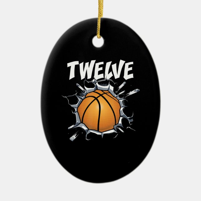 12 Year Old Basketball Birthday Party 12th Boy Ceramic Ornament (Front)