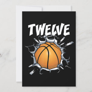 12 Year Old Basketball Birthday Party 12th Boy Invitation